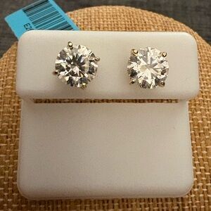 14 K Gold Over Solid Sterling Silver FOUR Carat Moissanite Earrings. $799 retail
